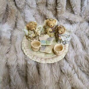 Vintage 1994 Quilted Tea Pot Set Miniature Angel Teddy Bears – “Tea Set Style”